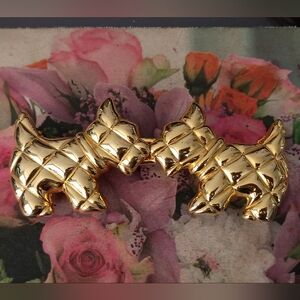 ❤️Rare DOUGLAS PAQUETTE GOLD SCOTTIE DOG Belt Buckle 5X2